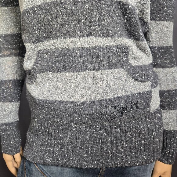 Y2K Rip Curl Striped Hooded Sweater Size XS Emo Grunge Gray Pullover - Picture 5 of 9